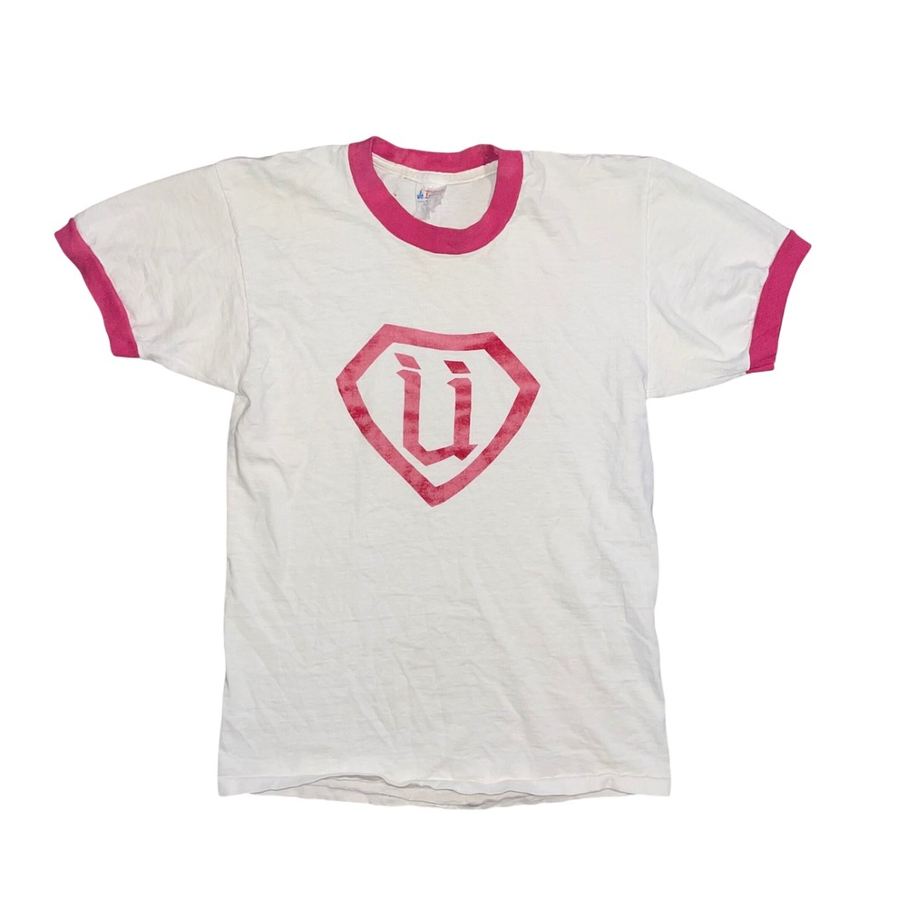 Vintage 70s Disneyland University Ringer T-Shirt White Walt Disney Productions S